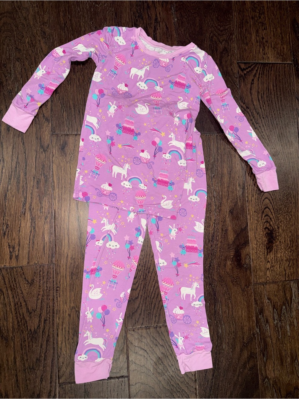 Little Sleepies Pink Unicorn & Rainbow Print Pajama Set